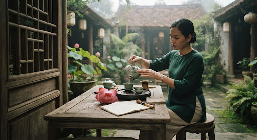 Nghệ thuật ướp và thưởng thức trà sen Tây Hồ đúng điệu người Tràng An
